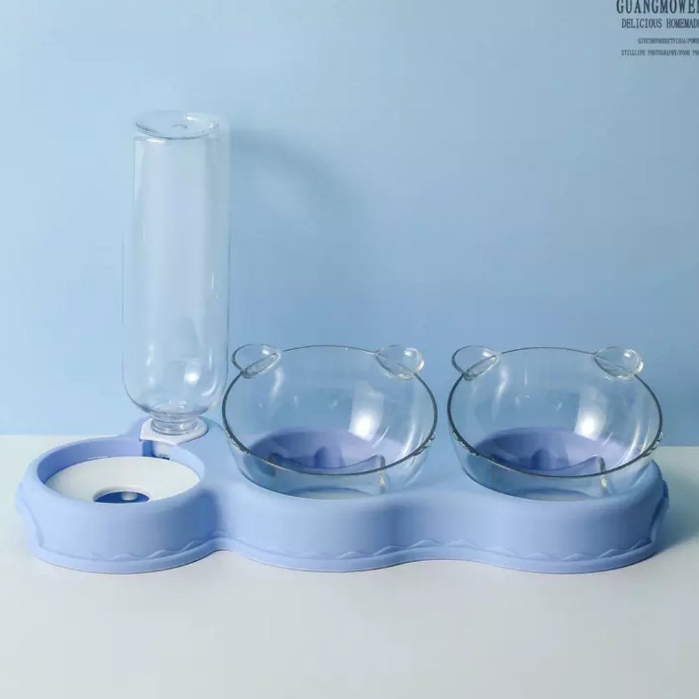 🌺HP🌈 Dog cat pet food water bowl 3 in 1 set feeder automatic water bottle Bear - Picture 3 of 10